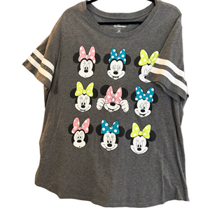 Disney‎ Gray Woman Tee Minnie Mouse Expressions XL